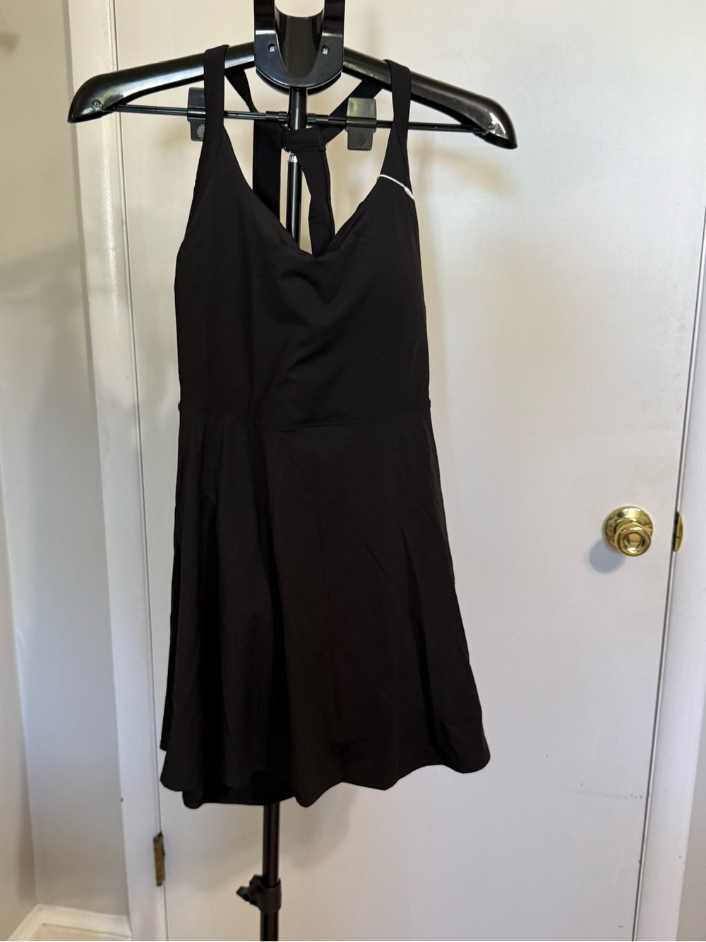 HALARA Black V-Neck Tie-Back Mini Dress